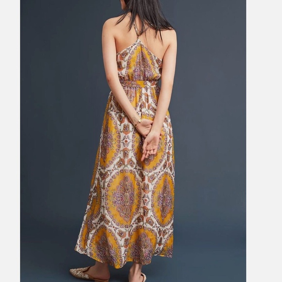 Anthropologie Akemi + Kin Medallion Maxi Dress yellow gold - S - Picture 5 of 15